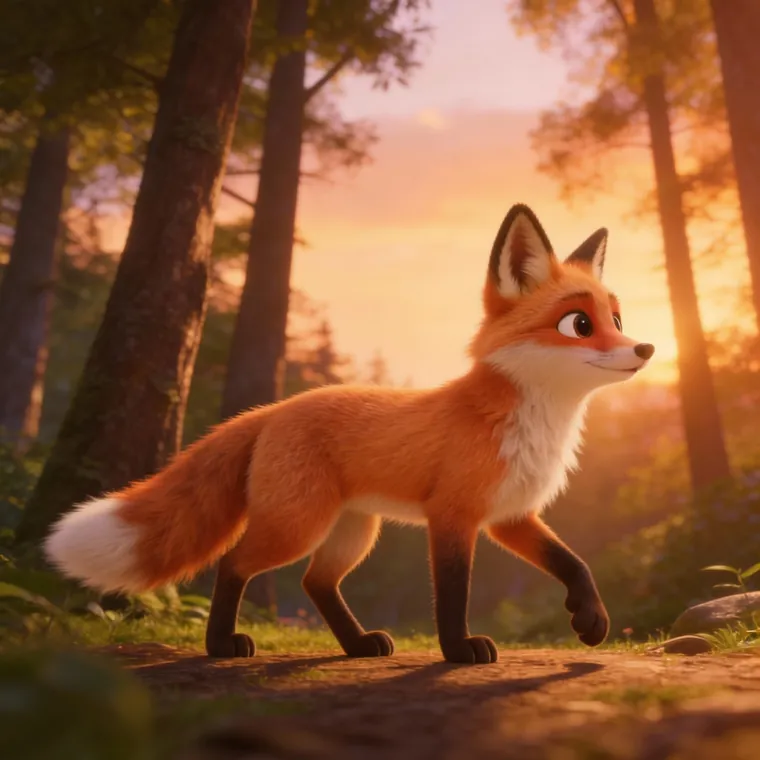 Le renard se promène dans la forêt